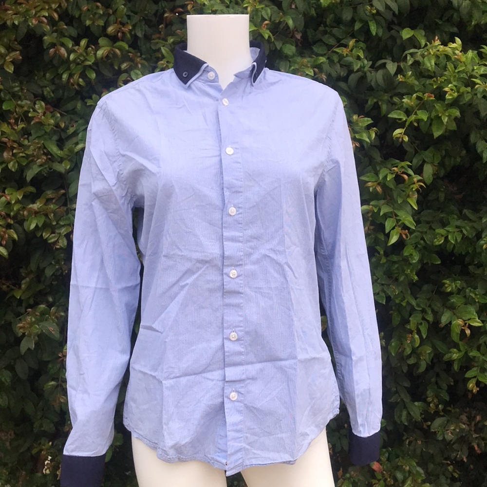 H&M blue button down shirt for women